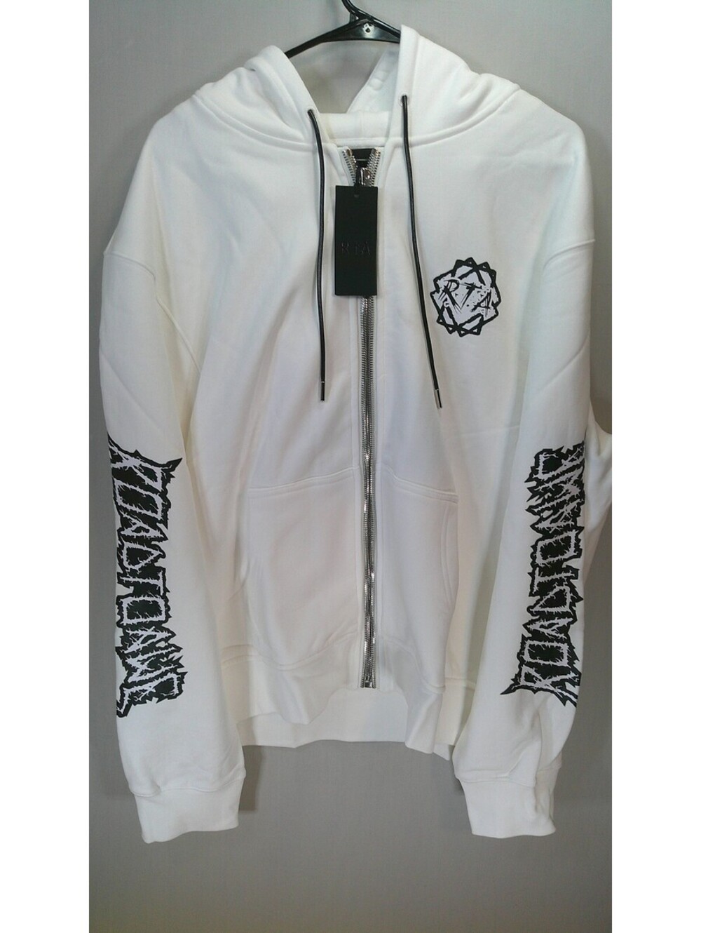 RTA XL White Graphic Zip-Up Hoodie-NWT